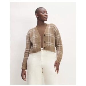 Plaid Brown Cardigan Sweater